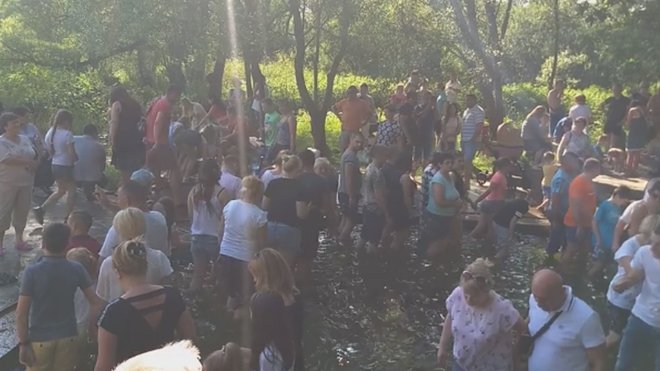 На Львовщине в источнике устроили массовое купание: видео